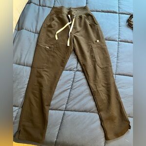 Figs Black Drawstring Wide-Leg Scrub Pants